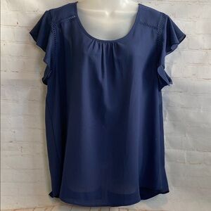 Perch Juniors Plus Size Navy Blue Chiffon Sheer Women's Top